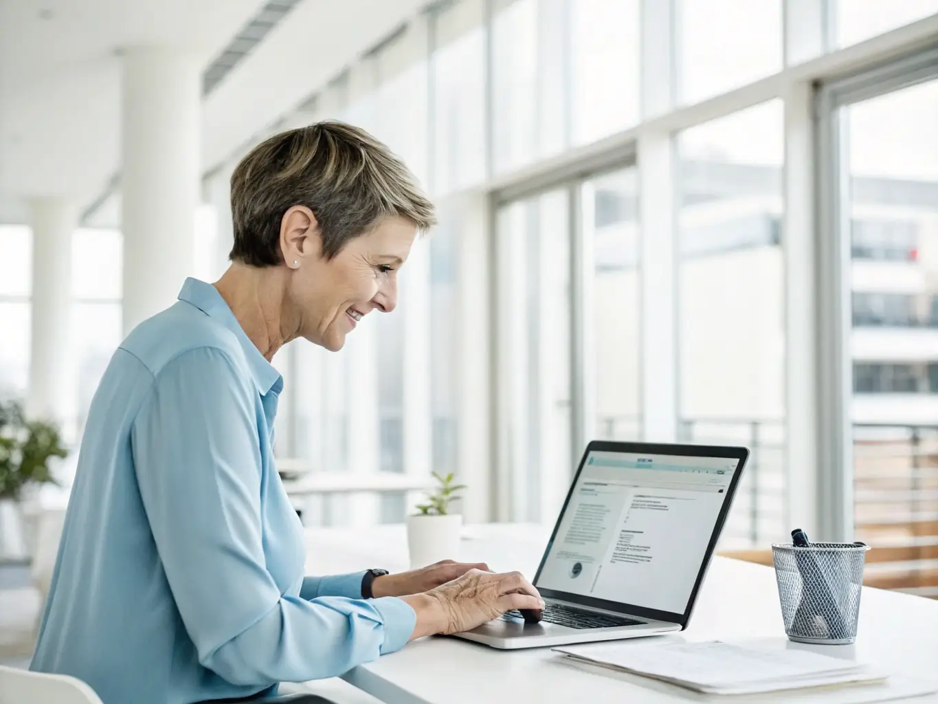 A professional using Login Luxe's platform on a laptop, showcasing the modern and reliable interface of the financial solutions.